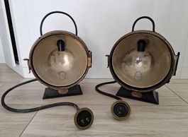 Rarität: 2x Vintage Industrie-Scheinwerfer (Eisen/Messing)