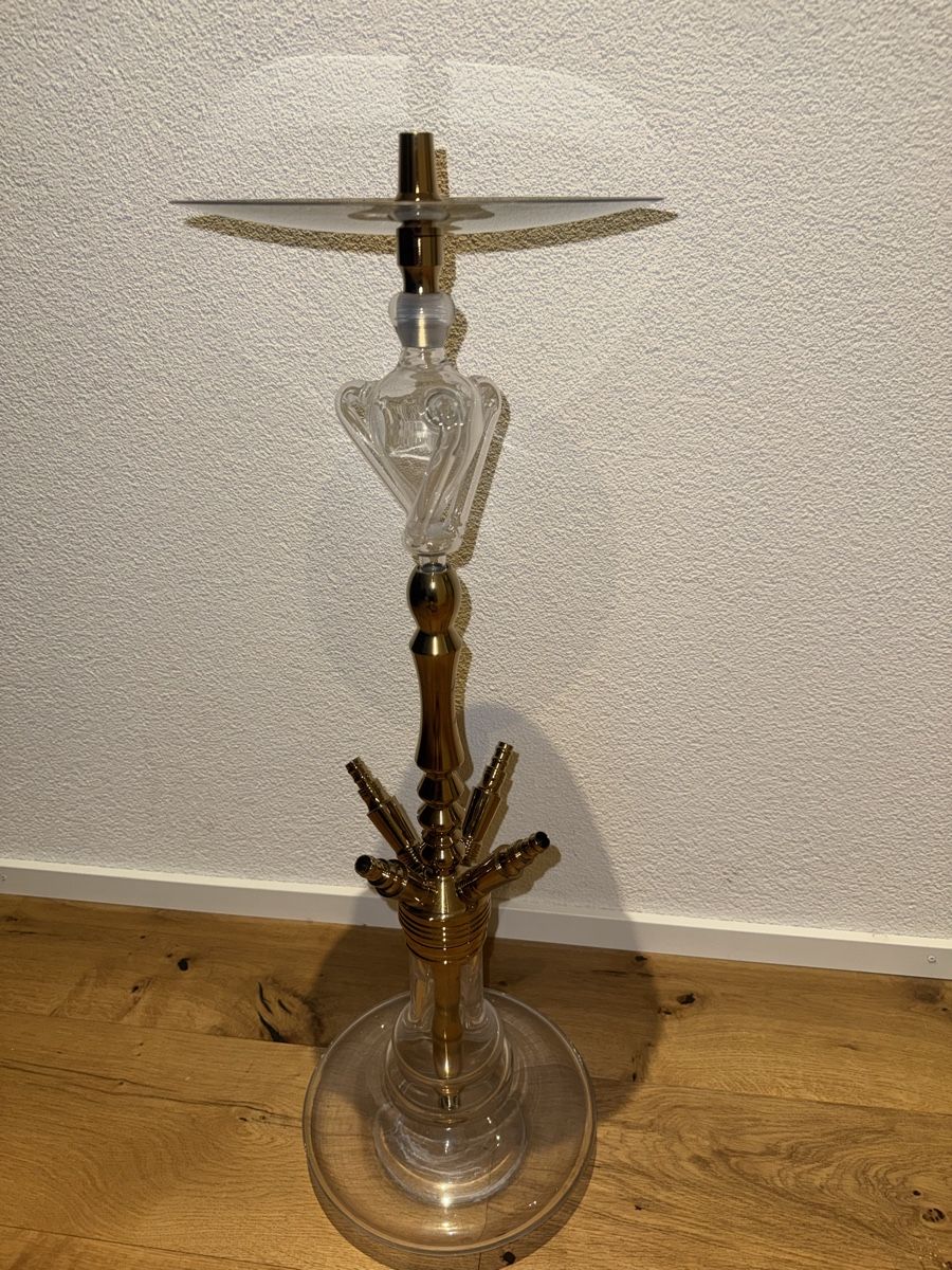 Narghilé: Shisha in Gold, mit Dschinni Molassefänger – Usato da Rüthi (Rheintal) venduto da cor_z9lt