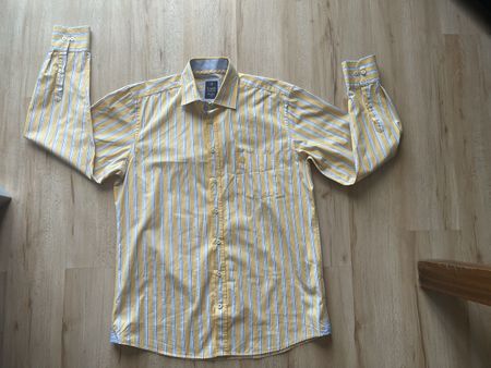 Chemise Bugatti rayée jaune M neuve très très jolie