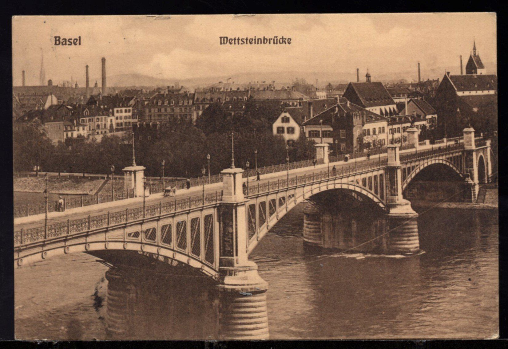 Ansichtskarten: Basel  Wettsteinbrücke  1913 – Gebraucht aus Aarau von kufi44