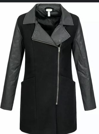 Adidas Neo Jacke aus Wolle mit Ärmel in Lederoptik, Grösse M