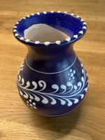Keramik Vase blau weiss Verzierungen gut erhalten 18cm