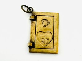 1 x Schmuckanhänger Buch I Love You, antikbronze Messing neu