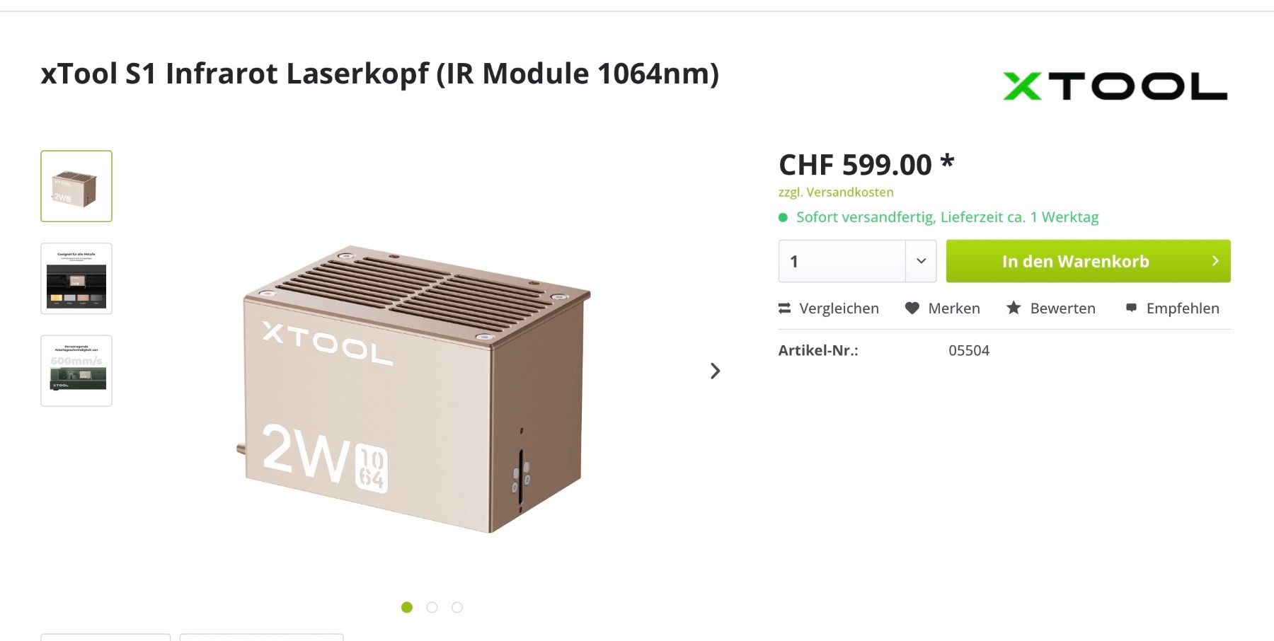 XTool Alle Maschinen: xTool S1 20w + 2W IR Modul Laserengraver – Gebraucht aus Wil SG von robsy11 2