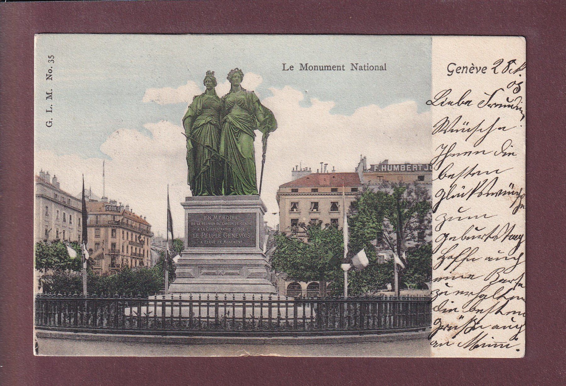 Ansichtskarten: GENEVE - Monument National - 1903 – Gebraucht aus Pully von nicecards