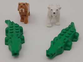Lot 4 animaux LEGO – crocodiles, ours polaire, tigre à dents