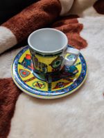 Bopla Espressotasse mit Unterteller, Oldtimer Motiv, 