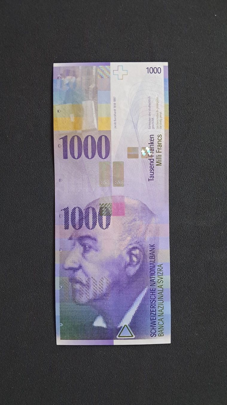 Banconote: Schweiz 1000 Franken 2006 Unc – Nuovo e nell'imballaggio originale da Lufingen venduto da E-Auktion