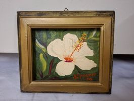 Blumenbild, Original Ölgemälde, H. Hippuner, 1986, Vintage