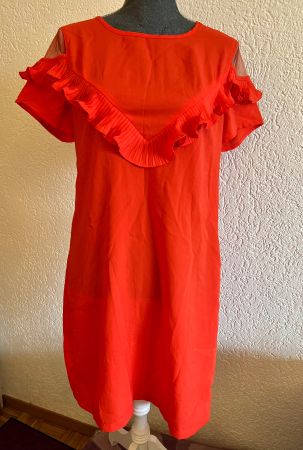 Damen Somerkleid Kurzarm Orange Gr M