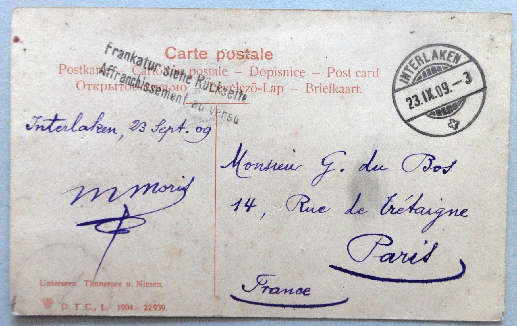 Cartes postales: Unterseen, Thunersee u. Niesen – Défectueux à Fétigny par Billy2miny 1