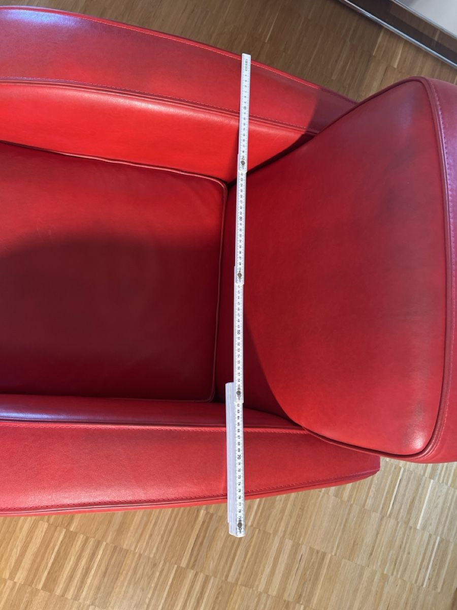 Sessel: Roter Ledersessel mit Hocker - Design und Komfort – Neu (gemäss Beschreibung) aus Zürich von olfri 6