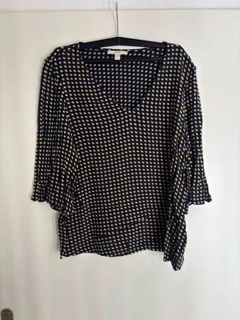 Esprit Bluse, Gr. 36, dunkelblau/gelb gepunktet, Top!