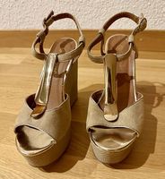 Goldene High Heels Keilabsatz Gr. 37  sehr gepflegt