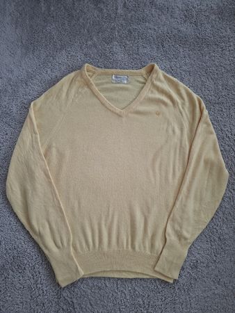Pull Christian Dior col V jaune acrylique taille XL
