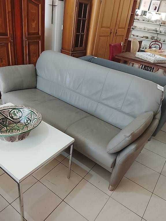 Intertime Divani: Graues Ledersofa 3-Sitzer von Intertime Echtleder – Usato da Neuhausen am Rheinfall venduto da galleria13