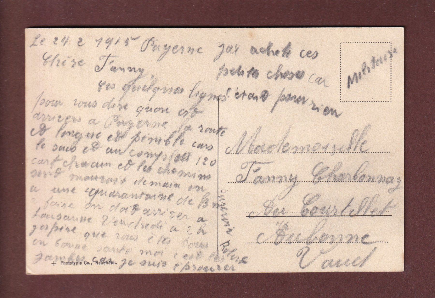 Cartoline postali: PAYERNE - Vue partielle - 1915 – Usato da Pully venduto da nicecards 1