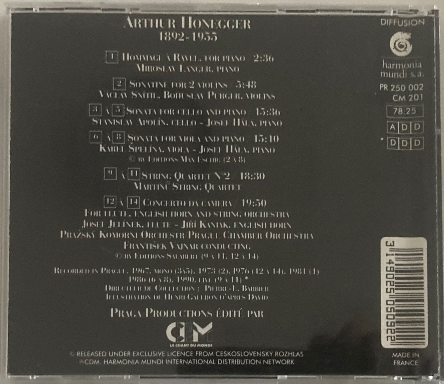 CD: ARTHUR HONEGGER  - THE ARTHUR HONEGGER CENTENARY VOL. 3 – Usato da Poliez-Pittet venduto da Newtown-Records 1