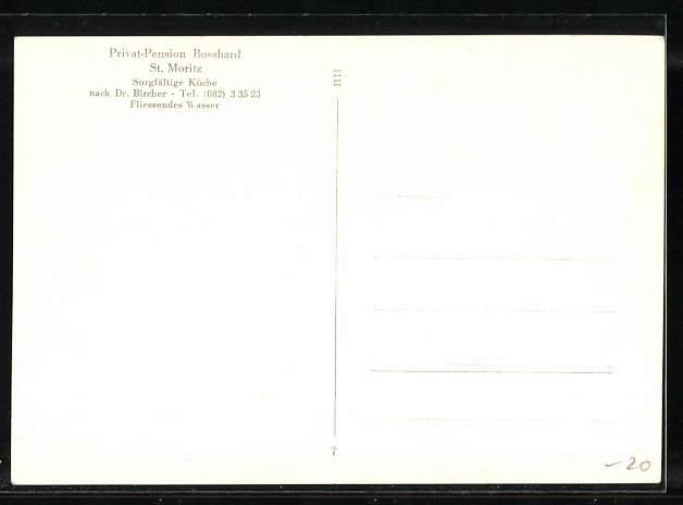 Cartoline postali: St. Moritz, An der Privat-Pension Bossha – Usato da Berlin venduto da bartko-reher 1