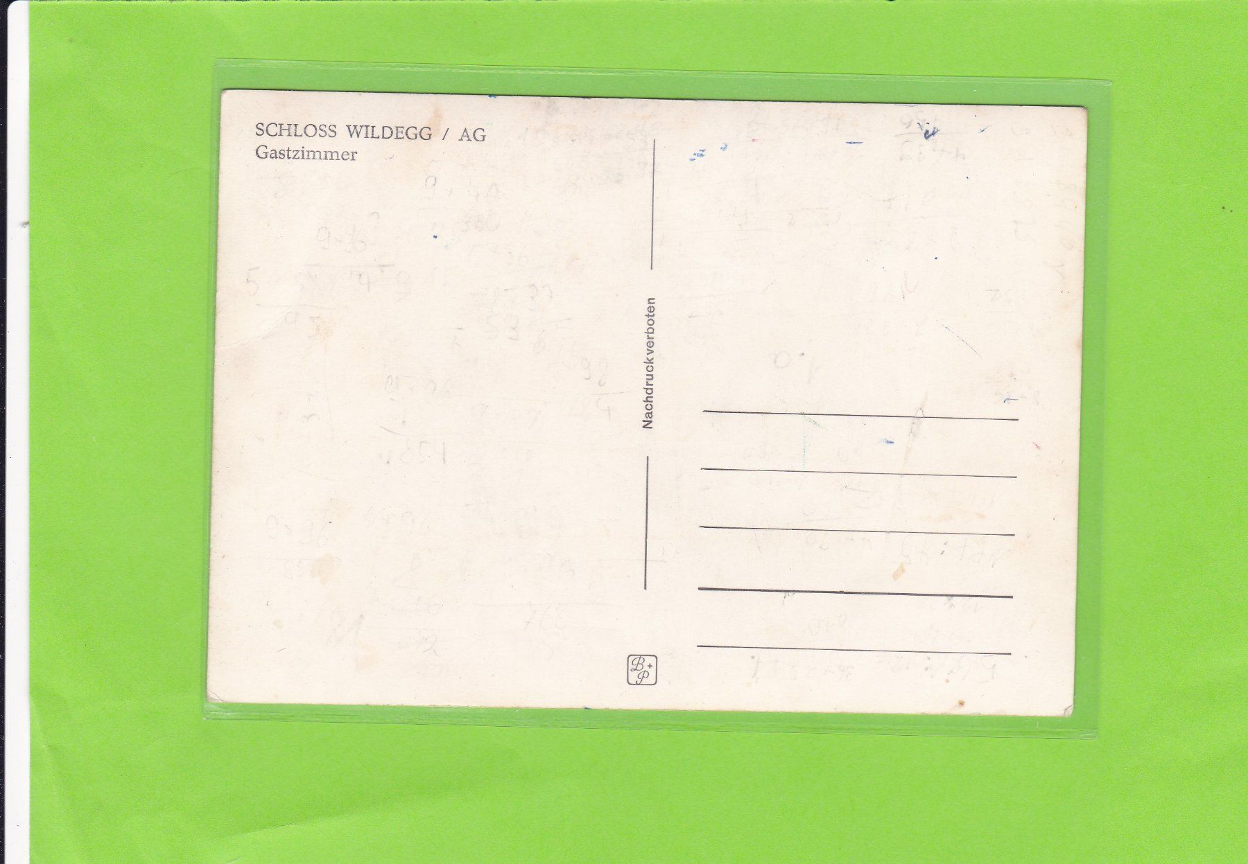 Cartoline postali: Schloss Wildegg-Gastzimmer – Usato da St. Peterzell venduto da neckertal 1