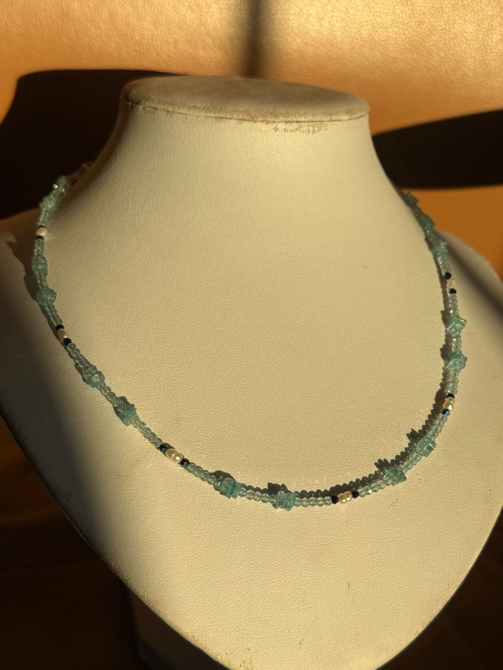 Catenine: Blautopaz, Aquamarin, Süsswasserperlen Kette NEU – Nuovo e nell'imballaggio originale da Basel venduto da Chili007 4