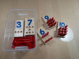 Montessori Rechenspiel aus Holz, Zahlen 1-10, gebraucht
