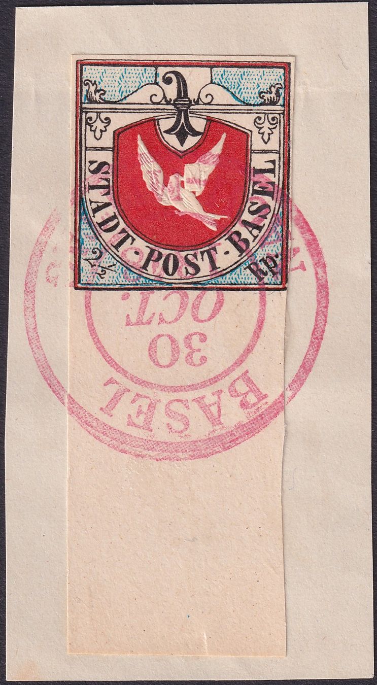 Tutti i francobolli: 1847: BASLER TAUBE gestemp.von WINTER mit enormem Bogenrand. – Usato da Sursee venduto da Luzernerraute