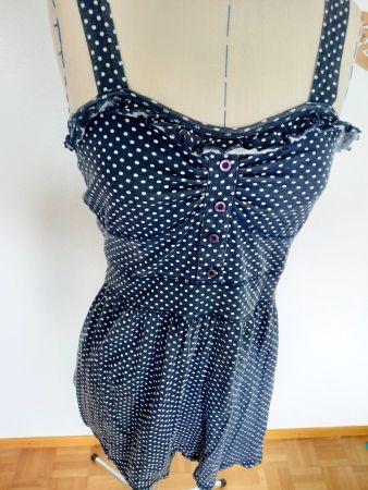 Baumwoll Tupfenkleid Blau XS