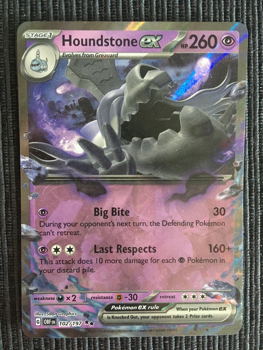 Pokémon Carte collezionabili: Pokemon Obsidian Flames Houndstone EX Englisch – Nuovo (secondo la descrizione) da Wabern venduto da Collectfun