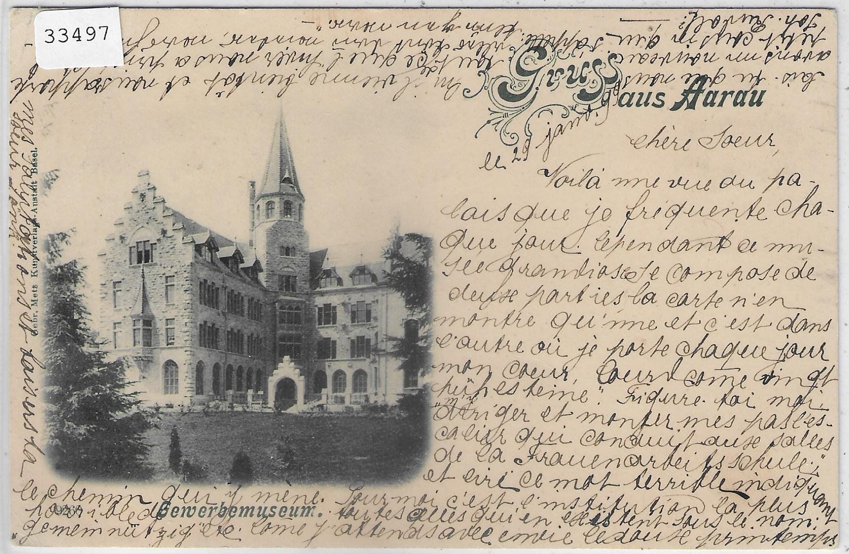 Ansichtskarten: Gruss aus Aarau - Gewerbemuseum 1899 – Defekt aus Ettingen von Kartenplanet