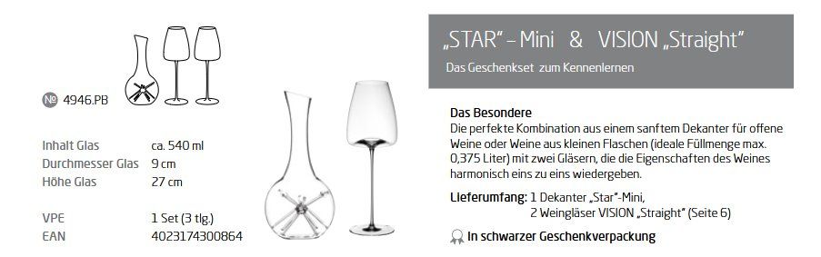 Caraffe: Zieher Star Set Dekanter Mini  mit 2 Weingläser – Nuovo e nell'imballaggio originale da Kägiswil venduto da pebart 2