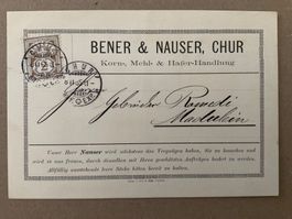 1885 Zunr. 58, 2Rp. Kartenanzeige Chur - Madulein