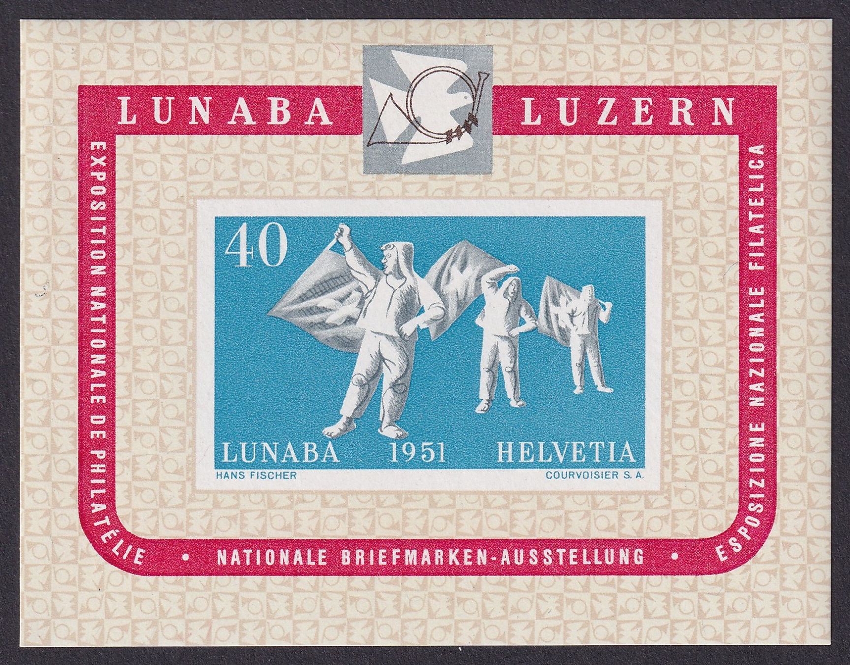 Tutti i francobolli: W32, LUNABA-Block Luzern 1951, postfrisch **, Kat: 180.- – Usato da Ebikon venduto da SilvioFreund