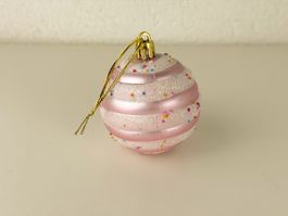 Suesse Christbaumkugel, rosa mit Streusel, ca. 6 cm