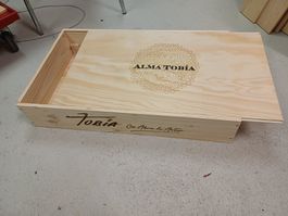 Weinkiste 6er leer mit Schiebedeckel 56x33.5x10.5cm