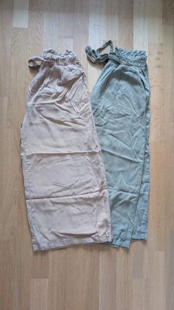 2 Damen Hosen (7/8 länge) in olive und beige, Grösse 38
