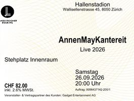 2 Tickets AnnenMayKantereit / Samstag, 26.9.26 / Zürich