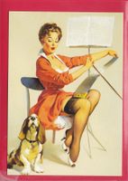 PIN UP GIRL, MUSIZIEREN MIT HUND