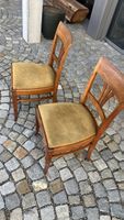 2er Set antike Bidermeier Holzstühle mit Samtsitz
