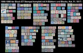 1990-1998 4er Block Ersttag komplett H-Blättern Fr. 1817.-