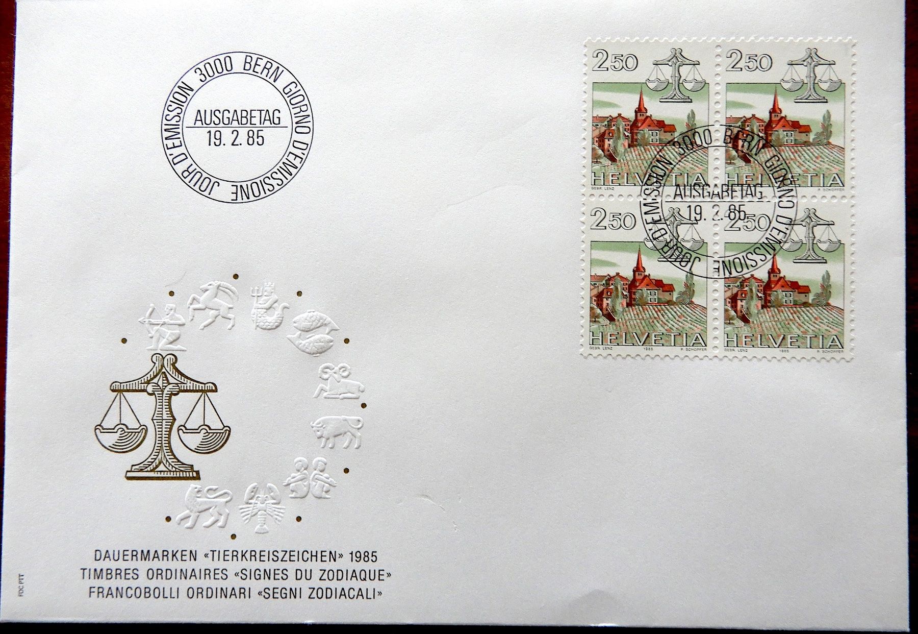 Tutti i francobolli: 3 TIERKREISZEICHEN, FDC – Usato da Luzern venduto da Johann7 3