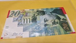 20 NIS Schekel Banknote, Israel, 20 New Sheqalim, Neu 1998