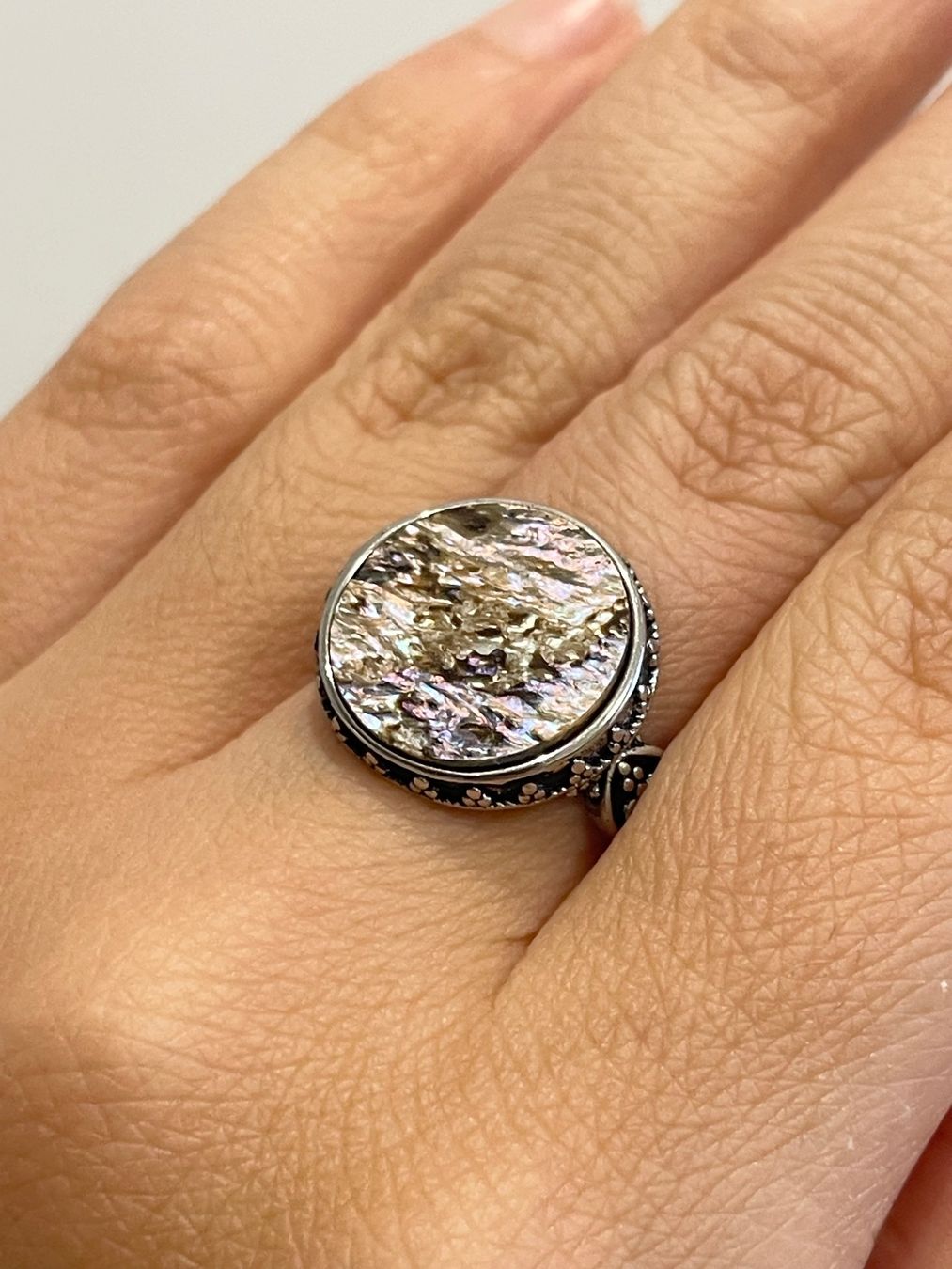 Anelli: 100 % echter Perlmutt-Ring – Vintage-Edelsteinring – Nuovo e nell'imballaggio originale da Schiers venduto da sisikristall 1
