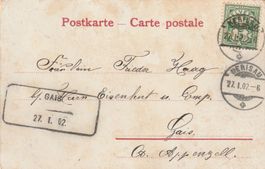 Aushilfsstempel Gais auf Ak
