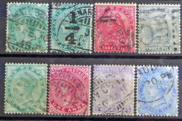 BRITISH INDIA: Des timbres oblitérés des années 1892 à 1903