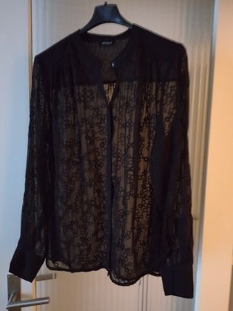 Chemisier noir brodé transparent Kookaï, taille 42