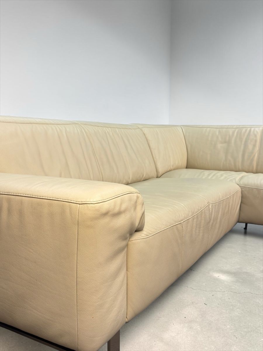 Pfister Sofas: Pfister-Ecksofa aus Echtleder, pistazien-beige – Gebraucht aus Bachenbülach von Sofalab.swiss 1