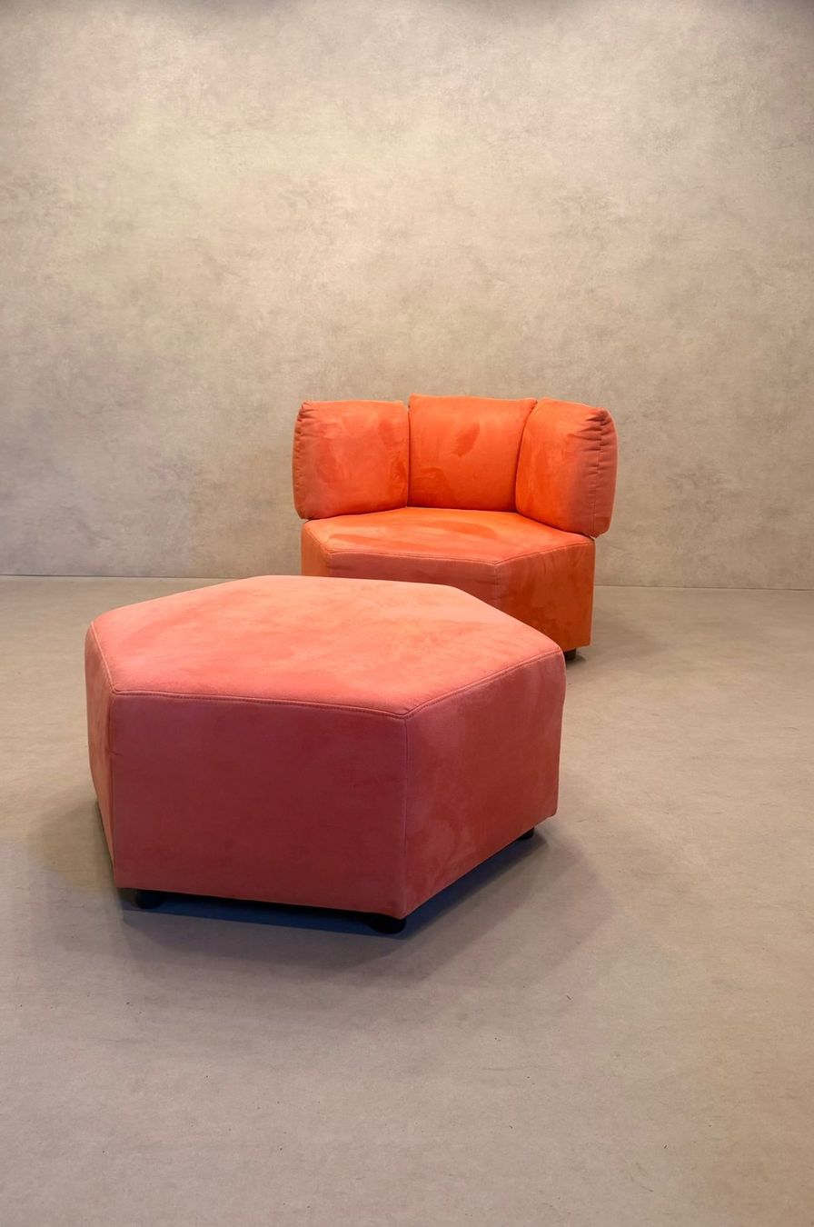Poltrone: 6-eckiger Design-Sessel in Hexagon-Form mit Hocker – Usato da Rickenbach ZH venduto da Der-Insider 3