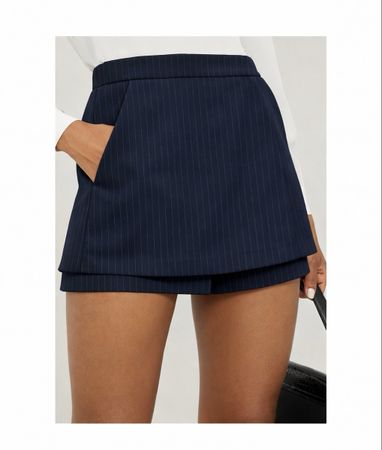 Maje Pinstriped Navy Marine Mini Skirt Skort Shorts