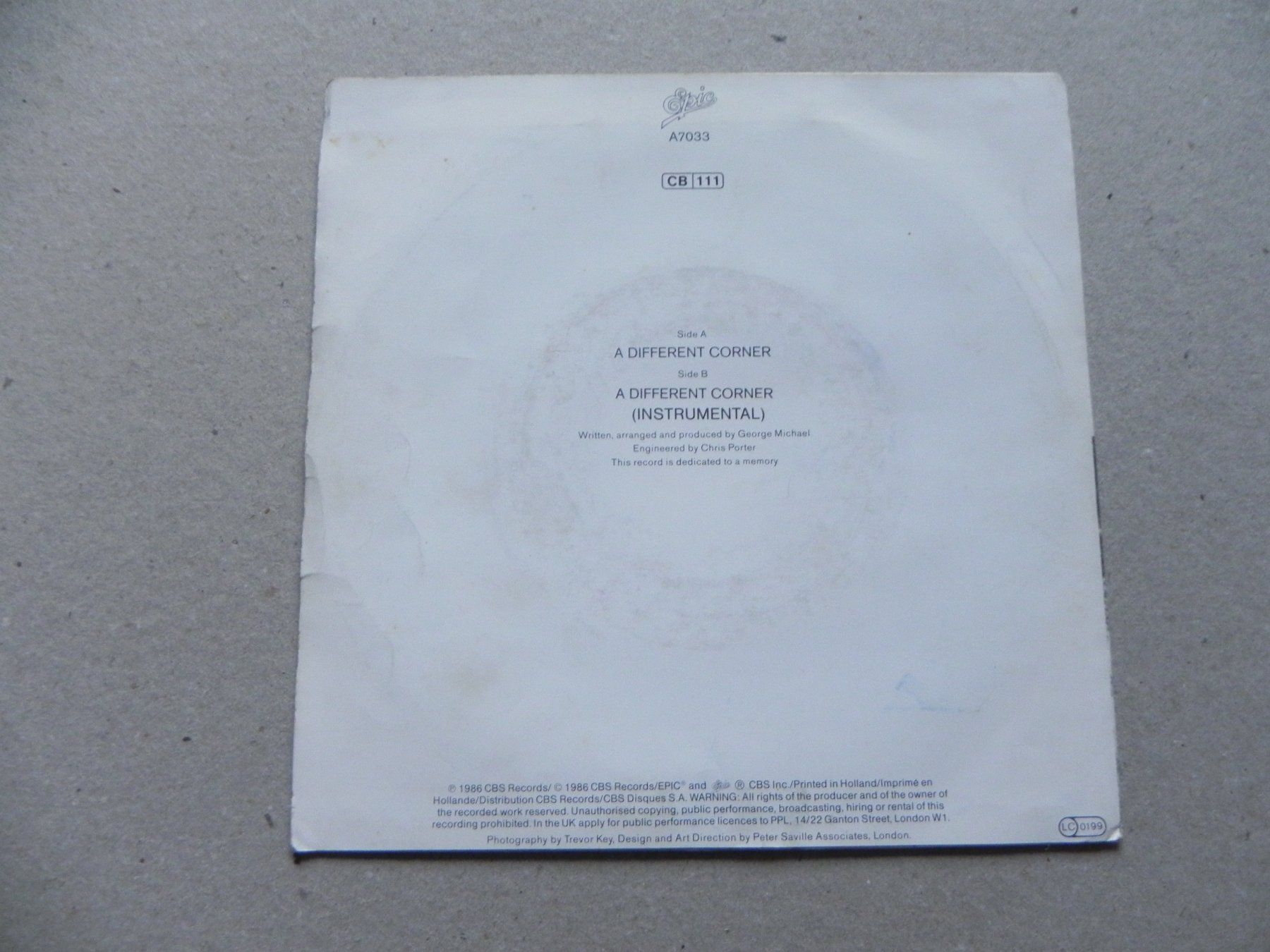 Dischi in vinile: Single 7 " Pop Sänger George Michael 1986 A Different Corner – Usato da Siebnen venduto da krimsie 1